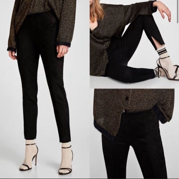 Zara Ankle Zip Flat Front Skinny Pants Leggings - Picture 1 of 9